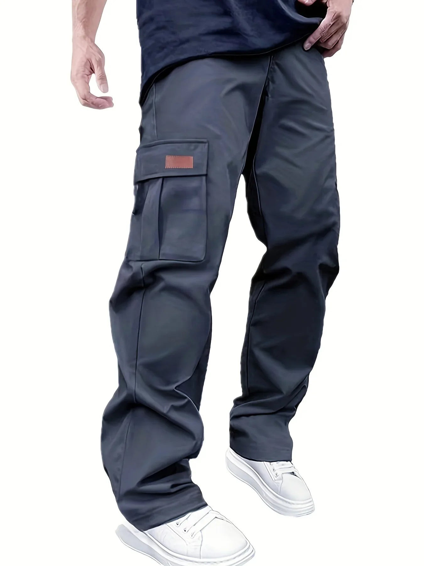 2025new men's workwear pants, European and American men's loose straight casual pants, men's workwear pocket pants