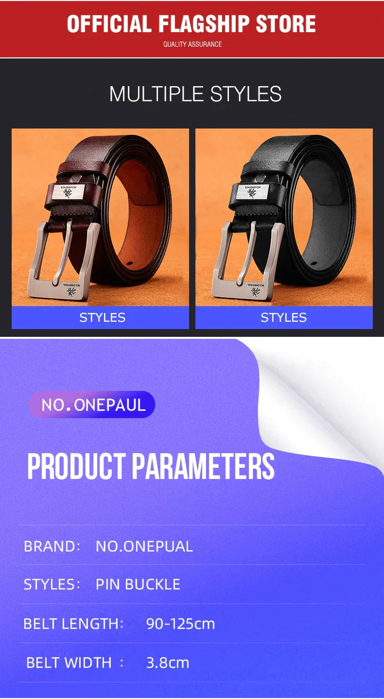 Men's Cow Leather Belts Luxury Strap Male Belts For Fashion Classice Vintage Pin Buckle Men Belt High Quality