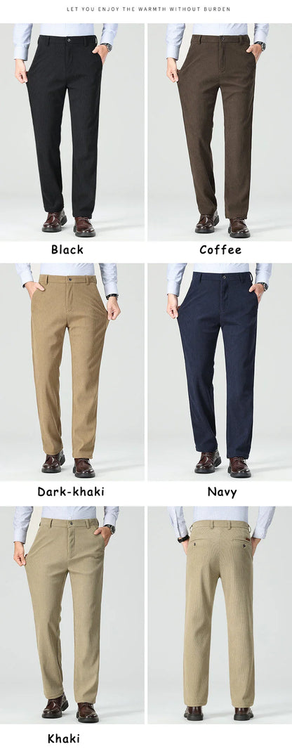 Men's Corduroy Pants Classic Casual Pants Straight Leg Regular Fit Streetwear Commuting with 5 Pockets