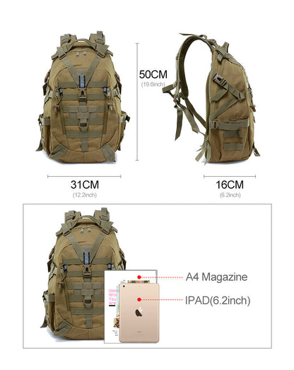 40L Tactical Backpack for Men Camping Hiking Backpacks Reflective Outdoor Travel Bags Survival Molle Climbing Rucksack Bag