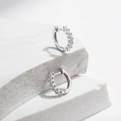 Moissanite Small Hoop Earrings 925 Sterling Silver Hollow Sparkling Ear Buckles For Women Wedding Fine Jewelry