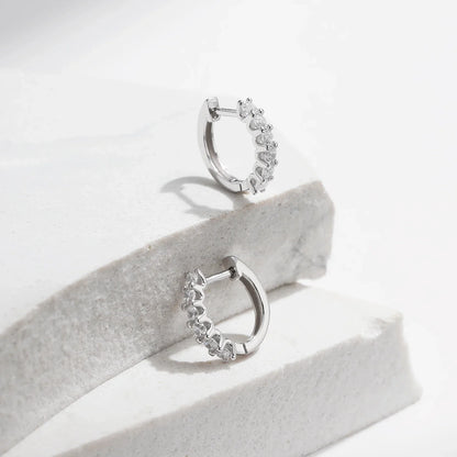 D Color Moissanite Small Hoop Earrings 925 Sterling Silver Hollow Sparkling Ear Buckles For Women Wedding Fine Jewelry