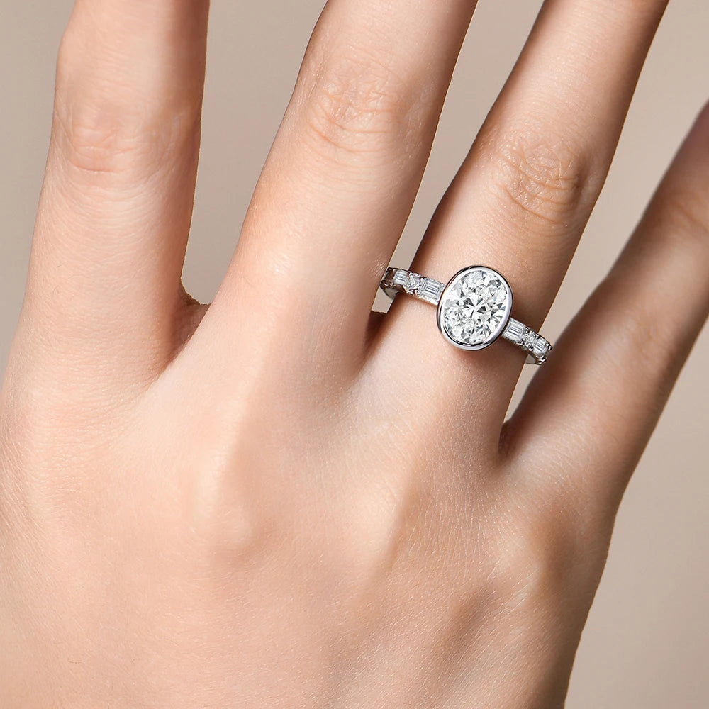 Top Quality Oval Cut 2.0CT Moissanite Rings for Women 925 Sterling SIlver Engagement Ring Jewelry Gift With Certificate