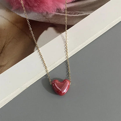 1 PC Fashion Love Heart Choker Necklace Various Color Gift Necklace Golden Color Link Chain Neck Jewelry