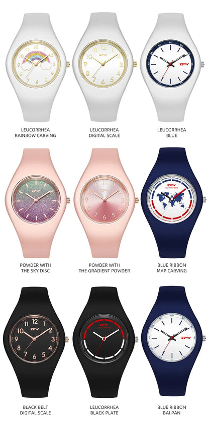 Full Size 40mm Quartz Watch For Women Rubber Strap Skin Friendly Silicone watch