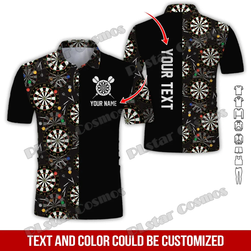 PLstar Cosmos Darts Team Custom Name 3D All Over Printed Premium Men's Polo Shirt Summer Street Casual Short sleeve shirt WK62