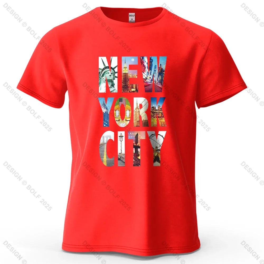 NYC Vibes Printed Men's T-Shirt 100% Cotton Oversized Urban Trendy Graphic Tees for Women Tops Tees Casual Streetwear