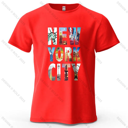 NYC Vibes Printed Men's T-Shirt 100% Cotton Oversized Urban Trendy Graphic Tees for Women Tops Tees Casual Streetwear