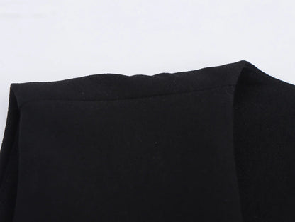 Casual Women Solid Tops Asymmetric V-Neck Single Breasted Pockects Sleeveless Vest Fashion 2025 Autumn Blazer Tops