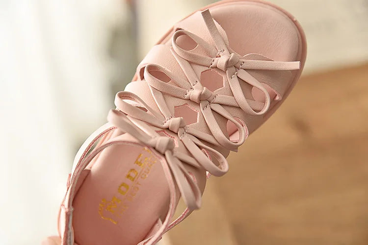 Gladiator Children Sandals for Girls 2025 Breathable Summer Girl Roman Shoes Boots Black Pink Beige Party Student Sandal I06095