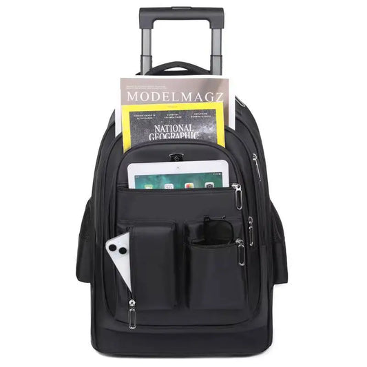 Large Capacity Travel Backpack With Wheels Hidden Pull Rod Waterproof Carry On Luggage Weekend Travel Bag For Men Business Trip