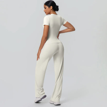 Fitness Sports Workout Yoga Set for Women Naked Feel Slim Casual Workout Top T-Shirt Quick Drying Push Up Running Pants Yoga Set