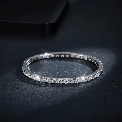 D VVS1 Full 4mm Moissanite Bangles GRA Certified s925 Sterling Sliver Plated 18k Bracelets for Women Party Gift Jewelry