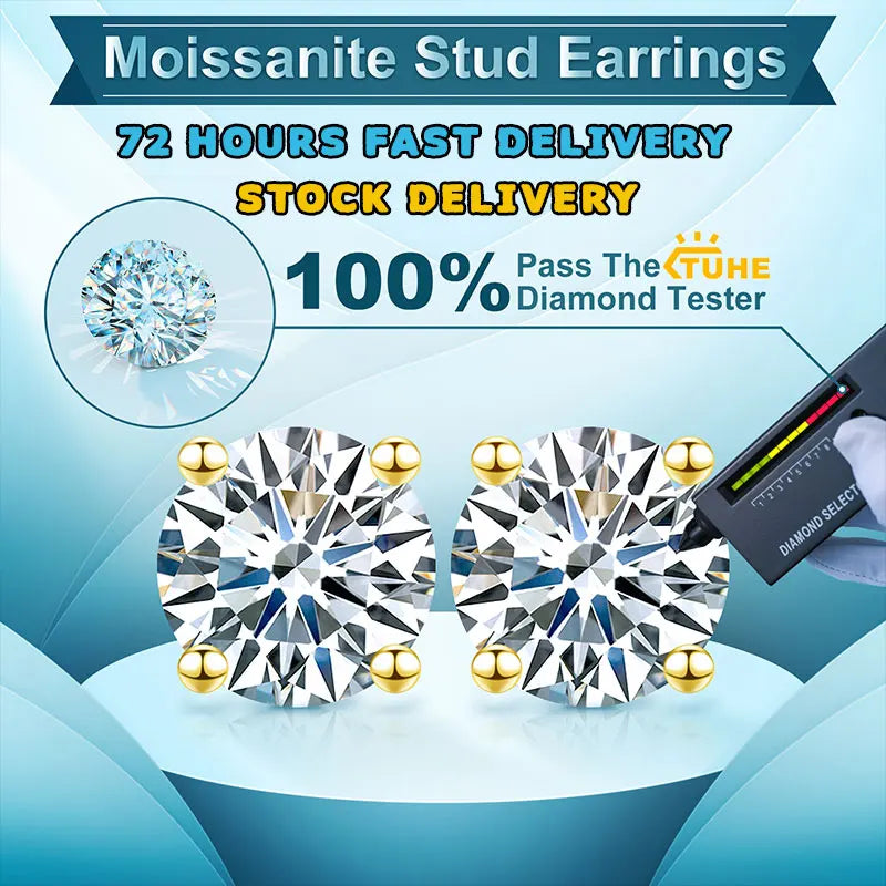 Unisex Classic Round Moissanite Earring For Women Jewelry 5MM/6MM/7/MM Silver 925 Fashion Earrings Women Gift