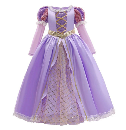 Children Costume Girl Dress Halloween Princess Cosplay Party Rapunzal Anna Elsa Birthday Clothes
