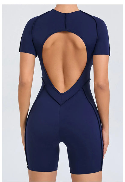 Women's High Elasticity Sports Bodysuit Kit Yoga Fitness Jumpsuit Open Back Hip-Lift Outdoors Gym Workout Sexy Fitness Outfit
