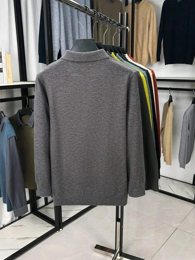 High quality luxury knitted long sleeve T-shirt men's autumn new designer brand Pony embroidery fashion Paul classic polo shirt