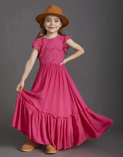 Summer Girls Lace Dresses Kids Flower Girl Wedding Princess Party Dress Vestidos Costume Children Clothing For 4-14Years
