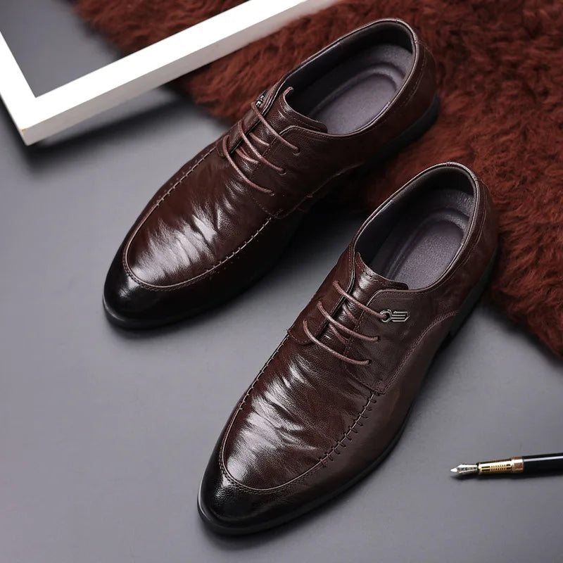Spring Business Dress Men Leather Shoes Men British Top Sheepskin Shoes