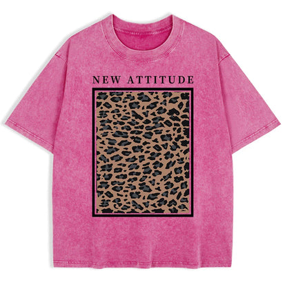 Cotton Washed T-shirt for Women New Attitude Fashion Leopard Prints Tops Loose O-Neck Oversized Short Sleeve Y2k Female Clothes