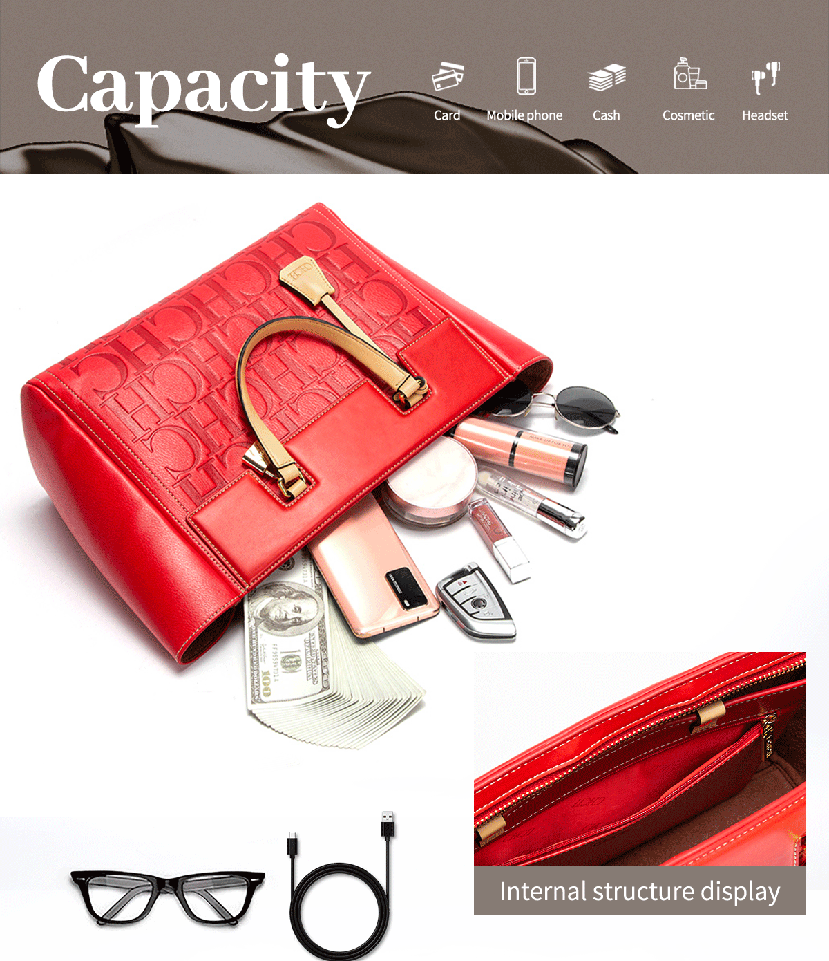Women's Handbag 2024 New Brand Embossed Large Capacity Business Wallet