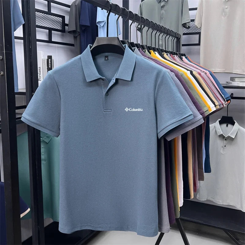 Cotton100% Men's Summer Luxury High Quality Short Sleeves Polo Shirt Letter Printing 25colors Brand T-Shirt Business Men's Wear