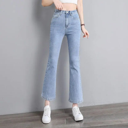 High Waist Weila Jeans Women Solid Color Denim Pants