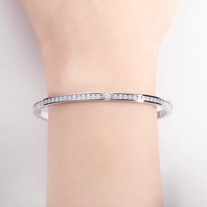 2.017cttw Moissanite Eternity Bracelet 925 Sterling Silver 18K White Gold Plated Classic Bangle for Women Gifts