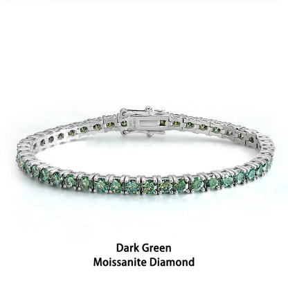 Certified Green Moissanite Tennis Bracelet for Women 925 Silver Plated 18K Gold 3/4/5/6.5mm Diamond Bracelets Fine Jewelry