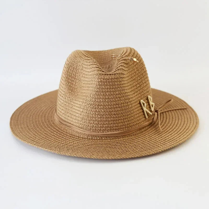 Big Size  Summer Sun Hats Ladies Fashion Girl Beach Straw  Hat Luxury Grass Jazz Top Panama Hat Womens 60cm Large Head