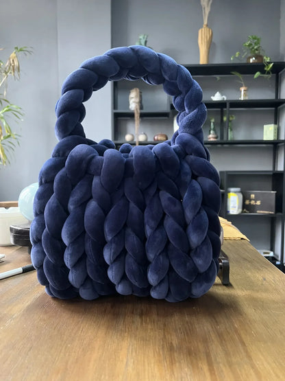 Velvet Bag DIY Hand Woven Bag Crystal Velvet Core Spun Yarn Woven Bag Hand-held Mailman Bag Velvet Handbag New