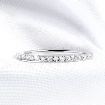 18k Plated 0.57ct Full Enternity Moissanite Ring Forn Women  S925 Sterling Silver Matching Diamond Band Wedding Jewelry