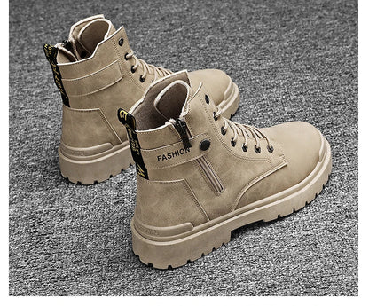 Men's high top casual boots four seasons new outdoor anti slip comfort workwear boots fashion versatile trendy boots men's shoes