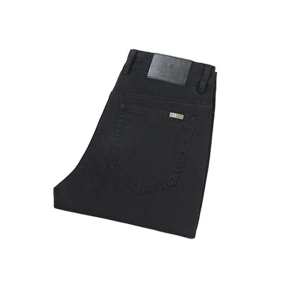 Summer Lyocell Ultra-thin Jeans Men Straight Stretch Breathable Denim Pants Fashion Business Casual Male Trousers Black Gray