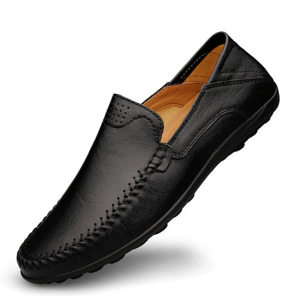 Sapatos Masculinos de Couro Genuíno Costurados Sem Deslize Loafer Feito à Mão Negócios Casamento Tamanhos Grandes Sapatos Formais Casuais para Homens