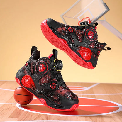 Children's Basketball Shoes Outdoor Anti-slip Cushioned Sneakers Boys Girls Ankle Support Basketball Combat Boots Athletic Shoes