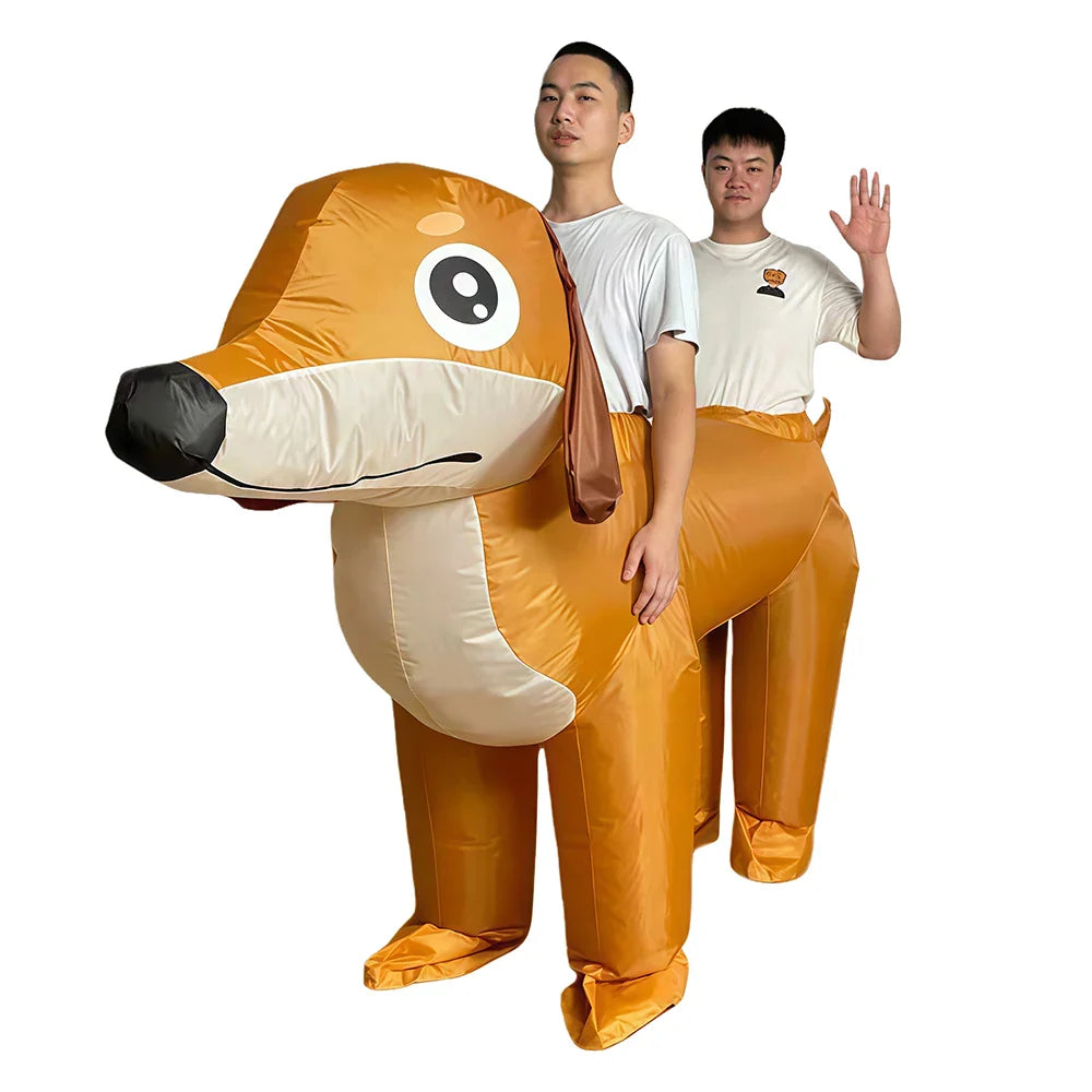 Adult Inflatable Couples Dog Riding Cosplay Costumes Halloween Funny Suit Performance Festival Props