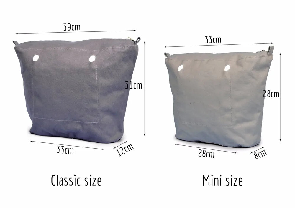 New Waterproof Inner Bag Organizer Insert Zipper Pocket for Classic Mini Obag Canvas Material for O Bag