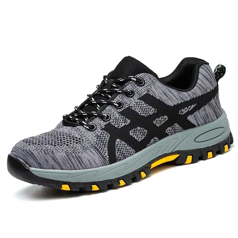 Men's Lightweight Breathable Safety Shoe Steel Toe Cap Anti-drop Anti-piercing Safety Boots for Construction Site Wear-resistant