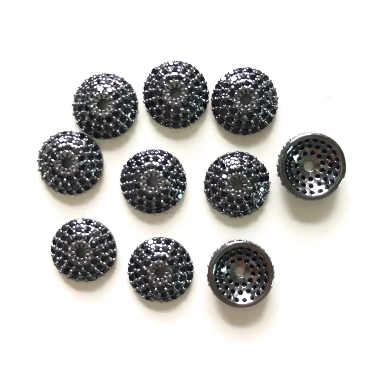 20pcs 8/10/11mm Cubic Zirconia Pave Beads Caps Spacers for Bracelet Necklace Earring Making  Gold-Plate Jewelry Accessory Supply
