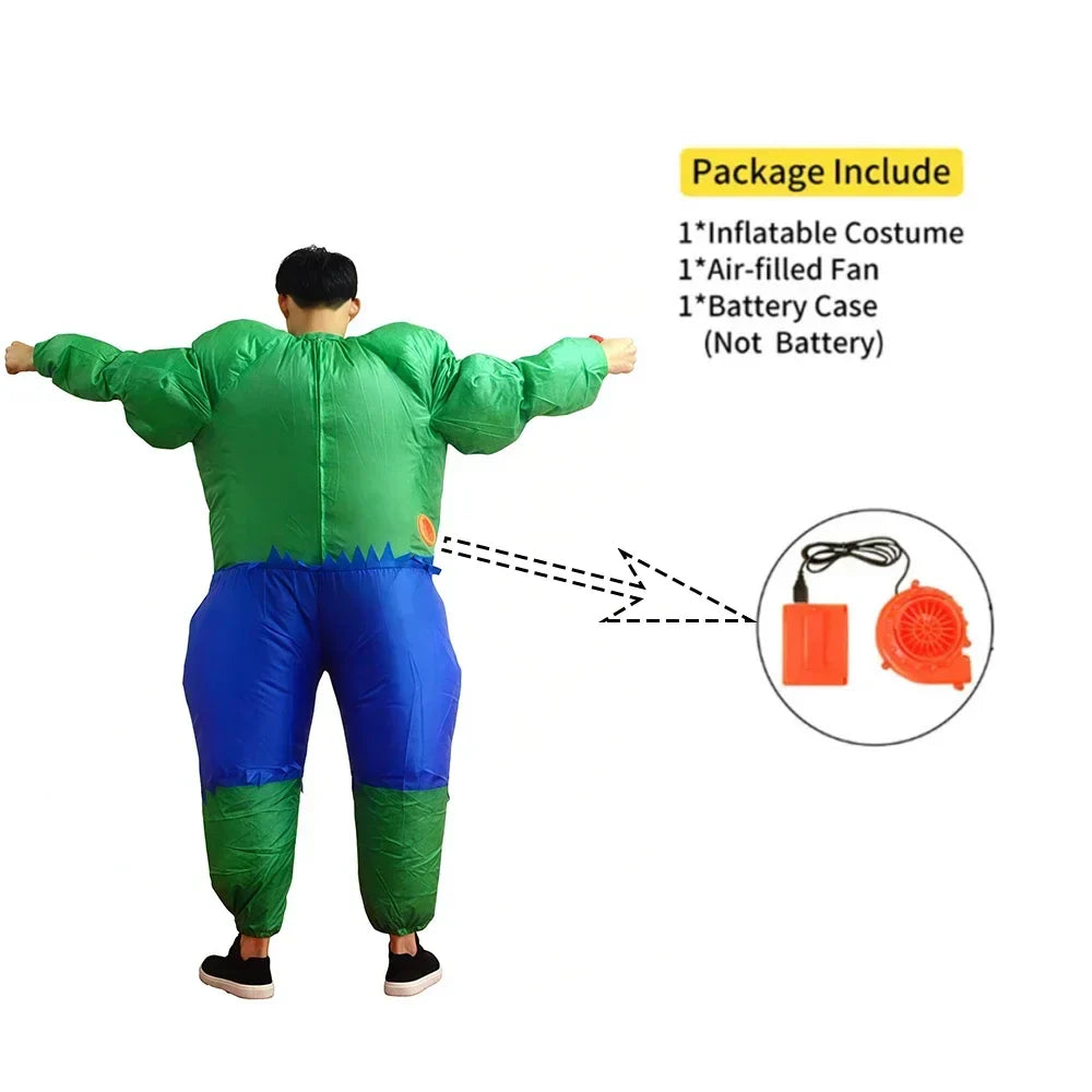 2026  Inflatable Captain Hulk Super hero Cosplay Jumpsuit Costume Halloween for Man Party