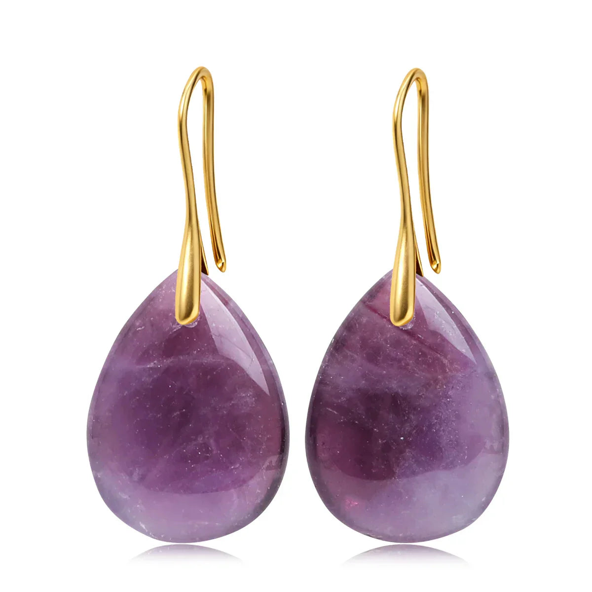 Natural Stone Pendant Women's Teardrop Earrings Elegant Gem Jewelry Creative Gift Black Obsidian Amethyst Rose Quartz Earrings