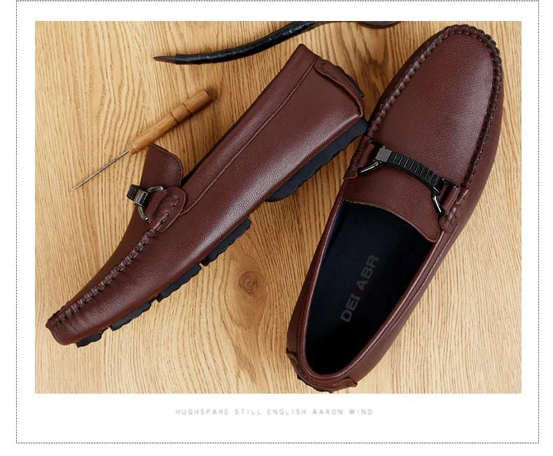 Summer Loafers Men Luxury Brand Moccasins Shoes Men Leather Loafers Shoes Slip on Non-Slip Working Office Loafers for Men