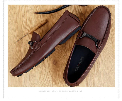 Summer Loafers Men Luxury Brand Moccasins Shoes Men Leather Loafers Shoes Slip on Non-Slip Working Office Loafers for Men