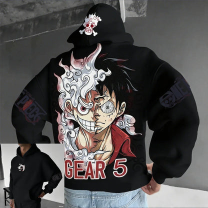 Anime Hoodie Men Women One Piece Luffy Gear 5 Nika Streetwear Casual Pullover Sweatshirt Long Sleeve Tops Autumn Winter Fashion