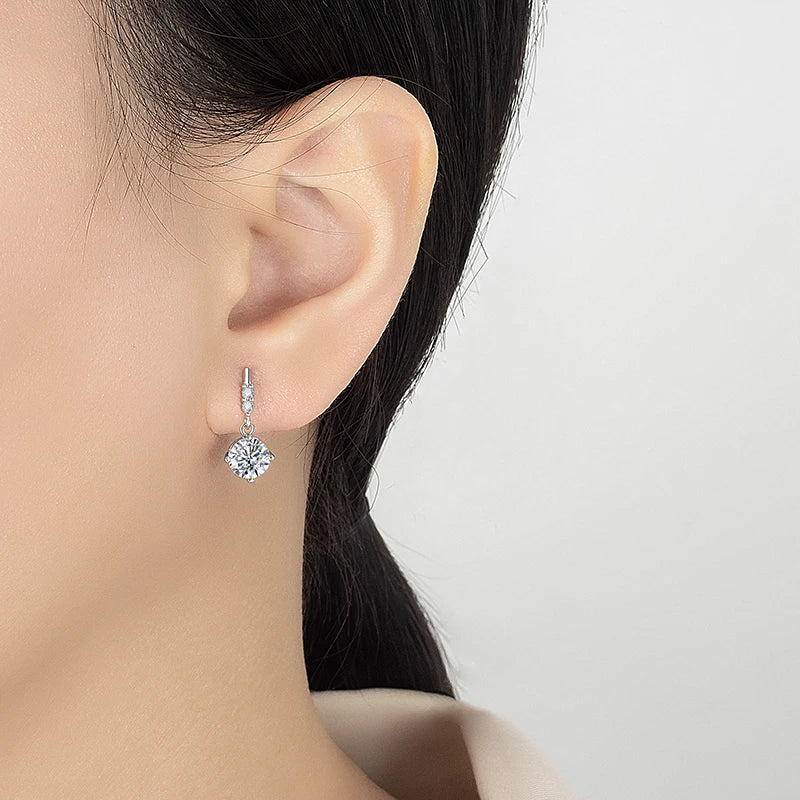 0.5/1CT Moissanite Drop Earring Women S925 Pure Silver Four Claw Laboratory Diamond Fashion Luxury Wedding Jewelry