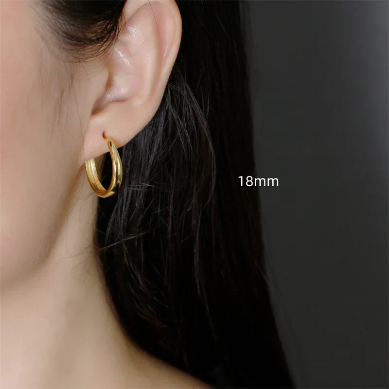 925 Sterling Silver Simple Statement Matte Large Huggies Hoop Earrings for Men Women Fine Gothic Punk Charms S925 Jewelry