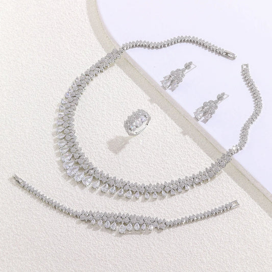 2024 New 4-piece Super Luxury AAA Cubic Zirconia Wedding Party Dress Nigeria Dubai Bridal Jewelry Set