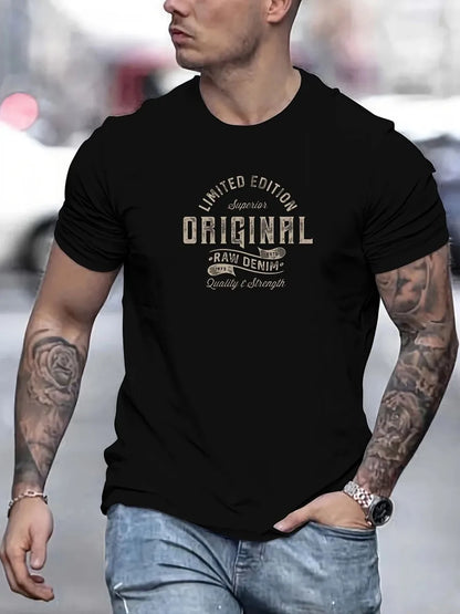 Men's short sleeved T-shirt with letter printed round neck breathable streetwear plus size T-shirt casual high-quality clothing