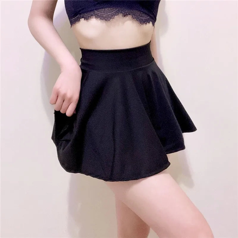 spring summer Fashion High Waist A Line Pleated Mini Bodycon Skirt Sexy Black thin Short Skirts for Women NightClub Wear